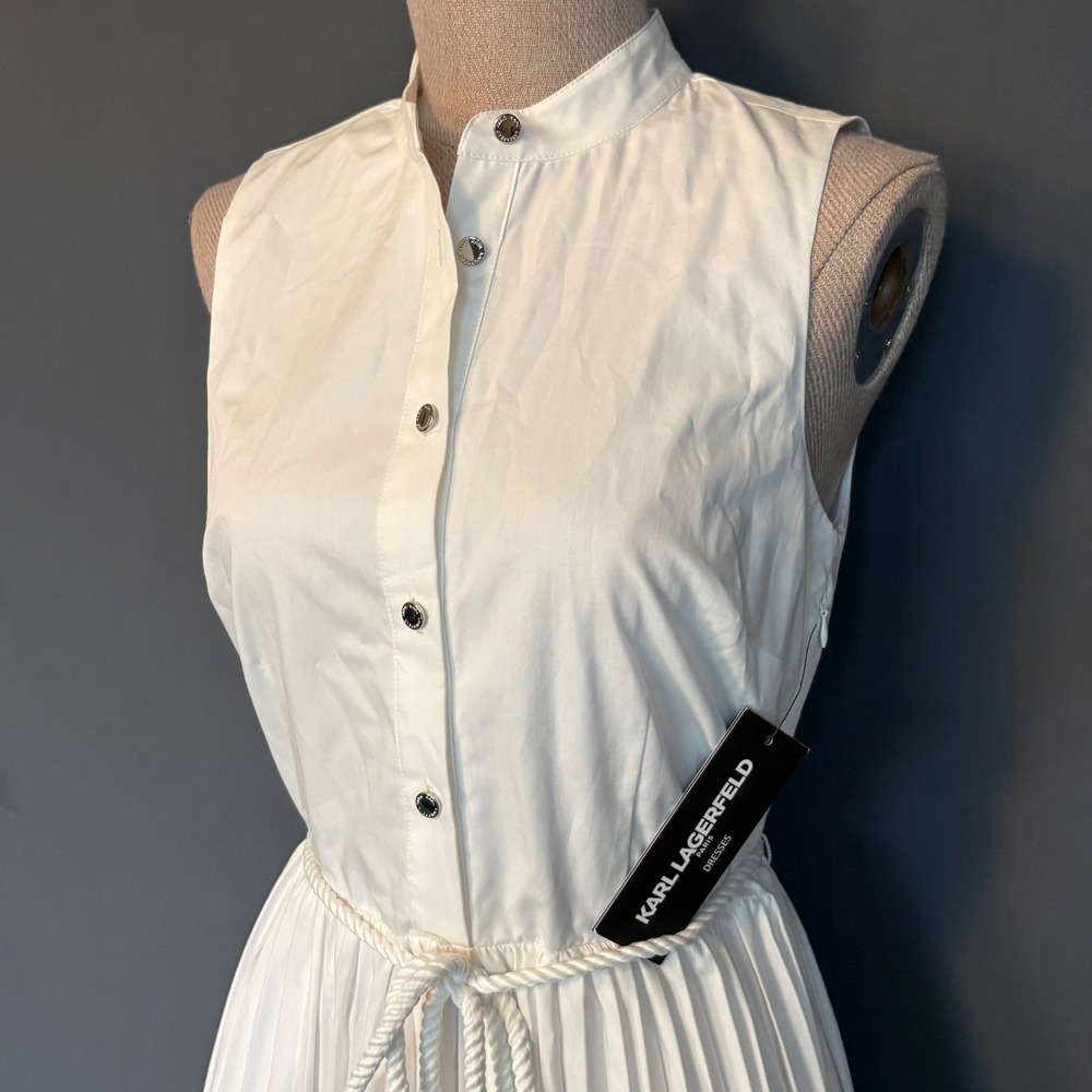 New With Tags - Karl‎ Lagerfeld Paris Midi Dress | Sz 2 | Pleated Rope Waist